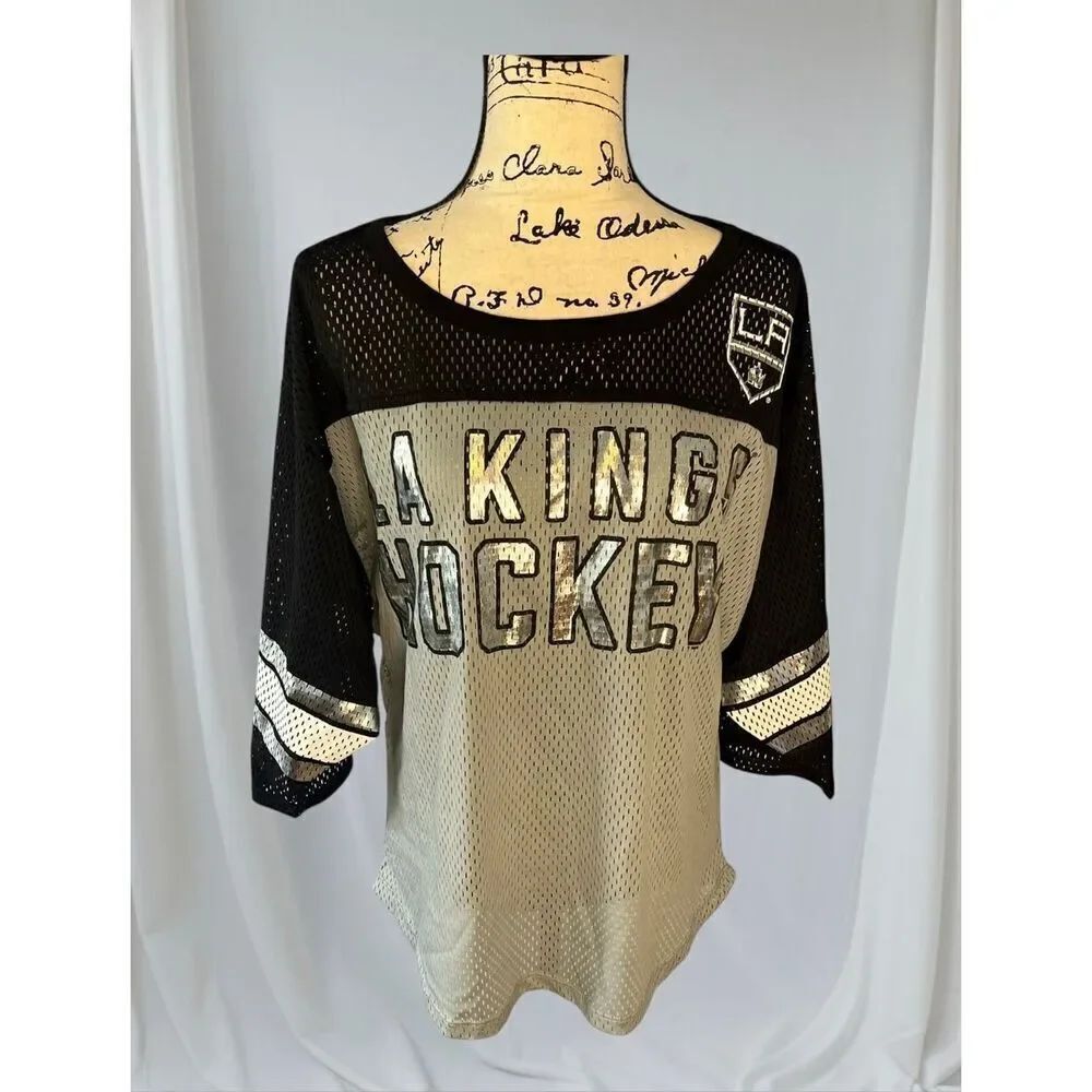 Carl Banks GIII for Her Women's Size Large LA Kings Hockey Jersey Shirt Top